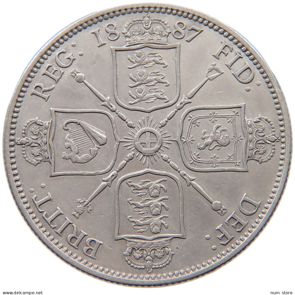 GREAT BRITAIN FLORIN 1887 Victoria 1837-1901 #t094 0323 - J. 1 Florin / 2 Shillings