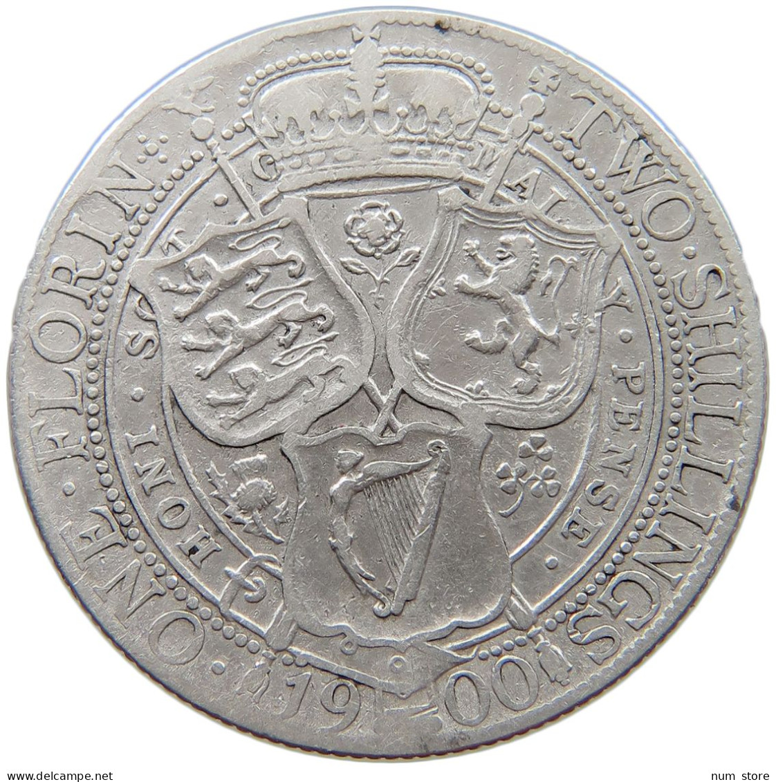 GREAT BRITAIN FLORIN 1900 Victoria 1837-1901 #t148 0099 - J. 1 Florin / 2 Schilling