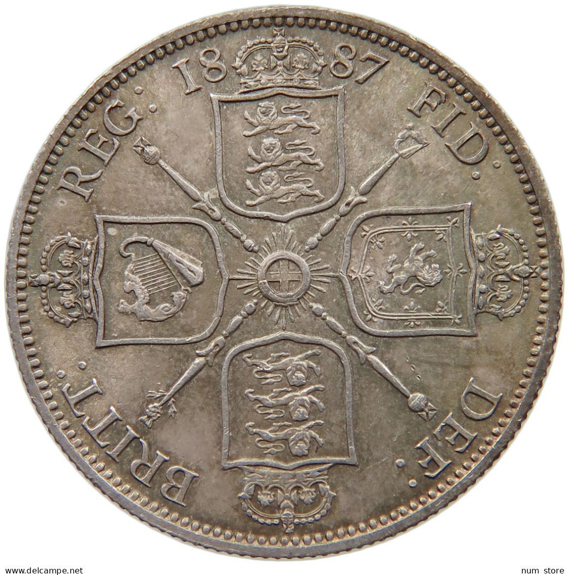 GREAT BRITAIN FLORIN 1887 Victoria 1837-1901 #t139 0161 - J. 1 Florin / 2 Shillings