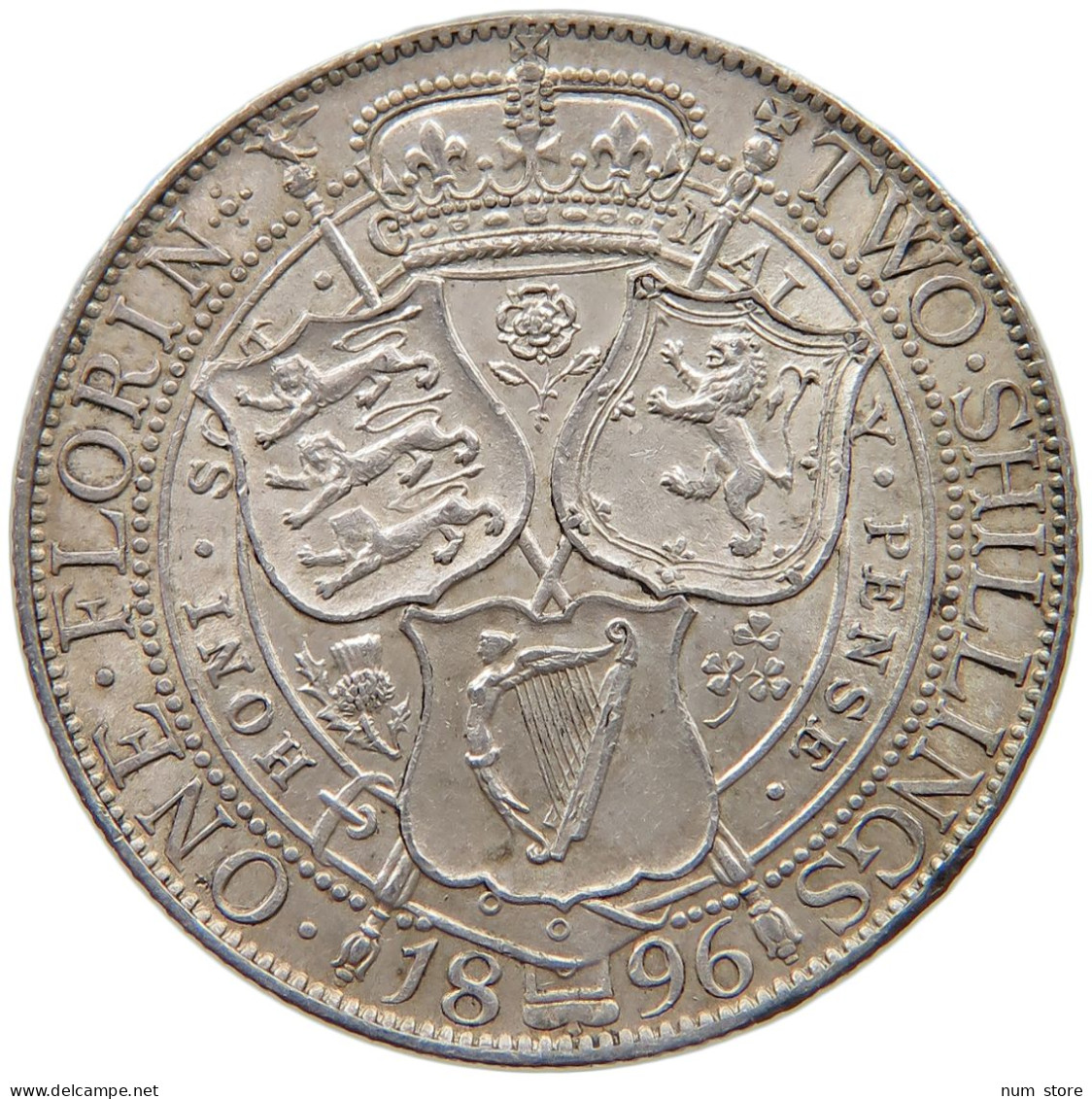 GREAT BRITAIN FLORIN 1896 Victoria 1837-1901 #t139 0165 - J. 1 Florin / 2 Shillings