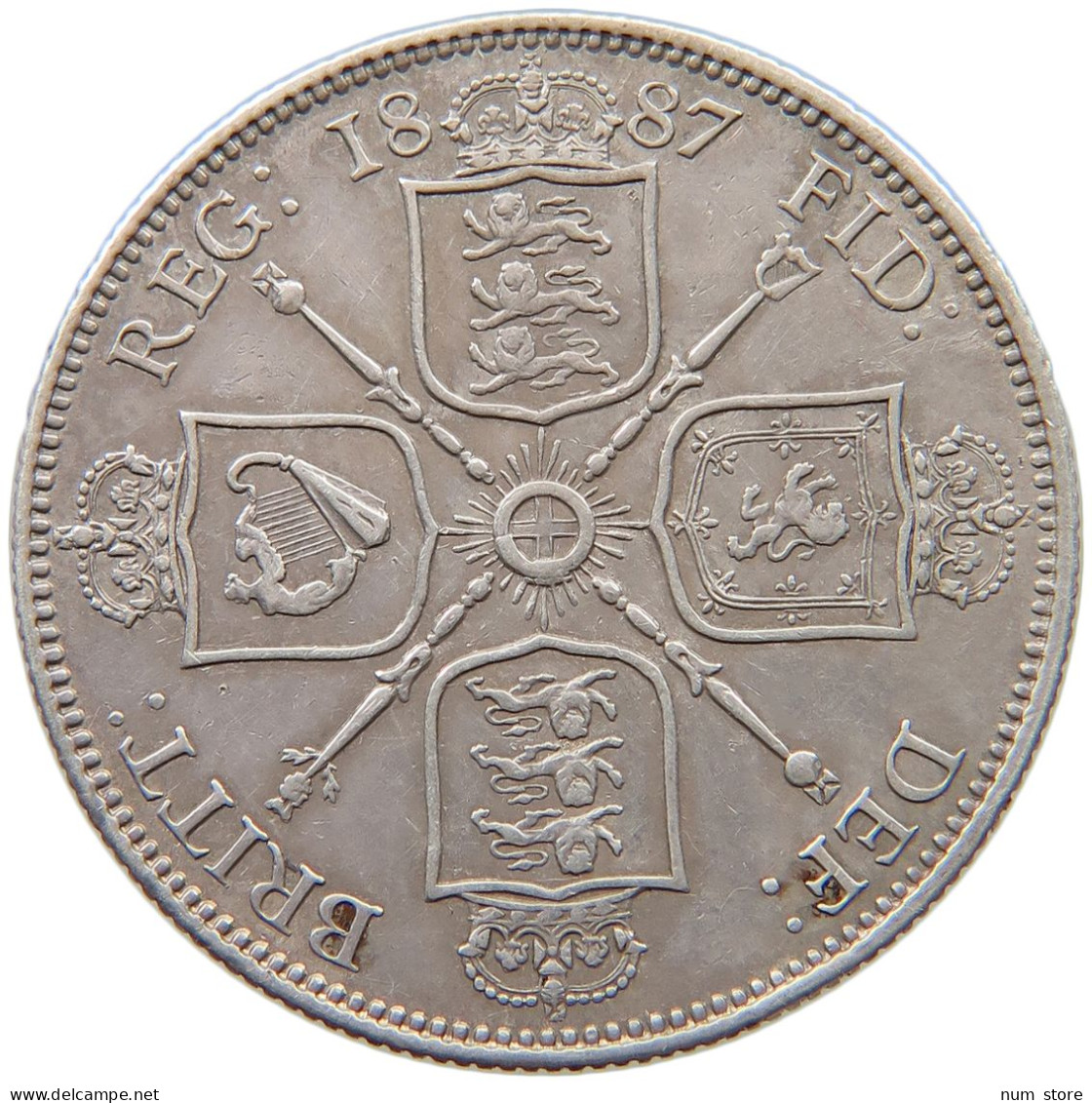 GREAT BRITAIN FLORIN 1887 Victoria 1837-1901 #t084 0465 - J. 1 Florin / 2 Shillings