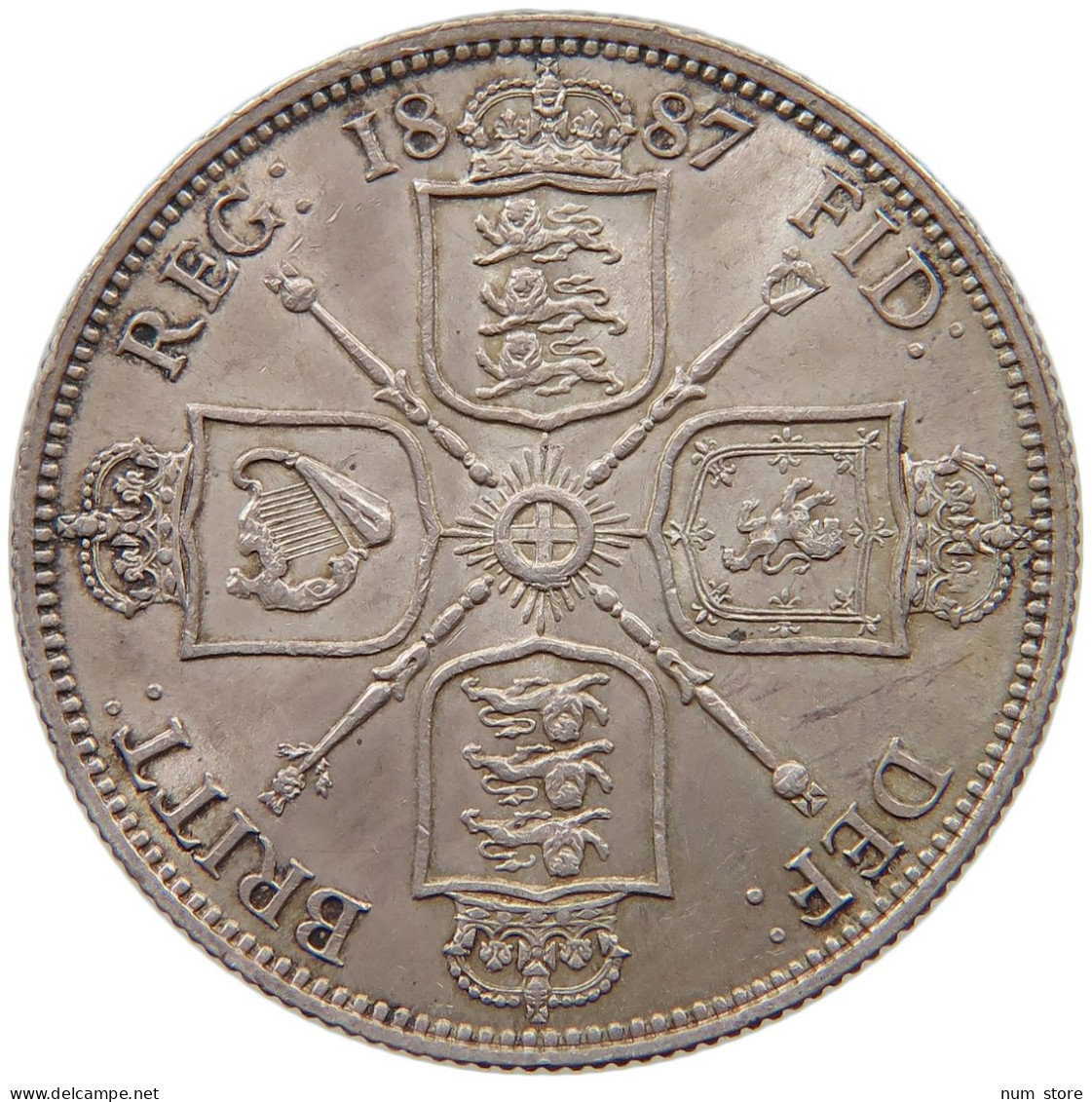 GREAT BRITAIN FLORIN 1887 Victoria 1837-1901 #c052 0209 - J. 1 Florin / 2 Shillings