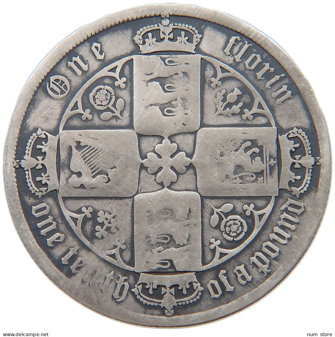 GREAT BRITAIN FLORIN 1873 Victoria 1837-1901 #t094 0249 - J. 1 Florin / 2 Shillings