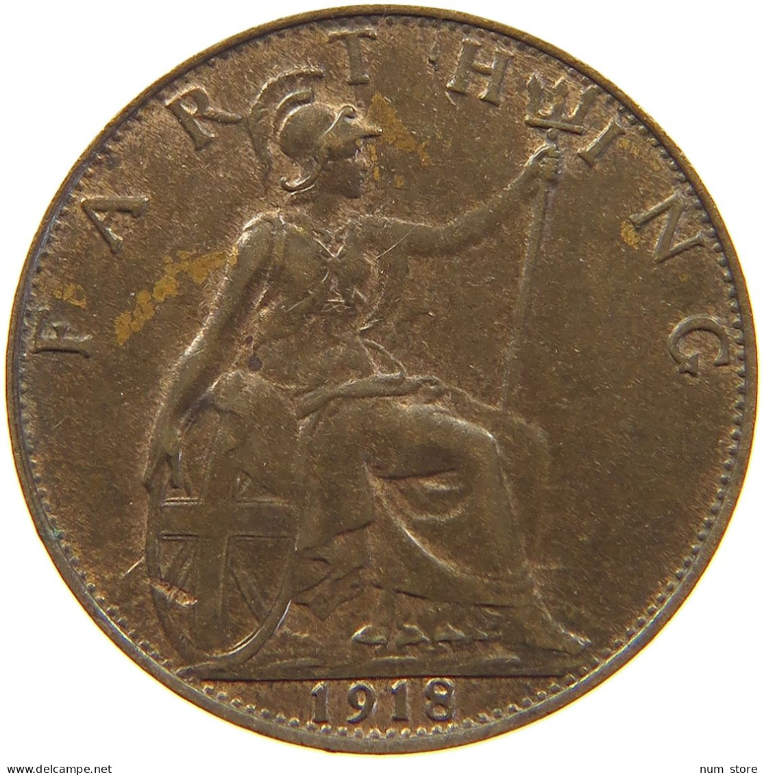 GREAT BRITAIN FARTHING 1918 George V. (1910-1936) #c063 0063 - B. 1 Farthing