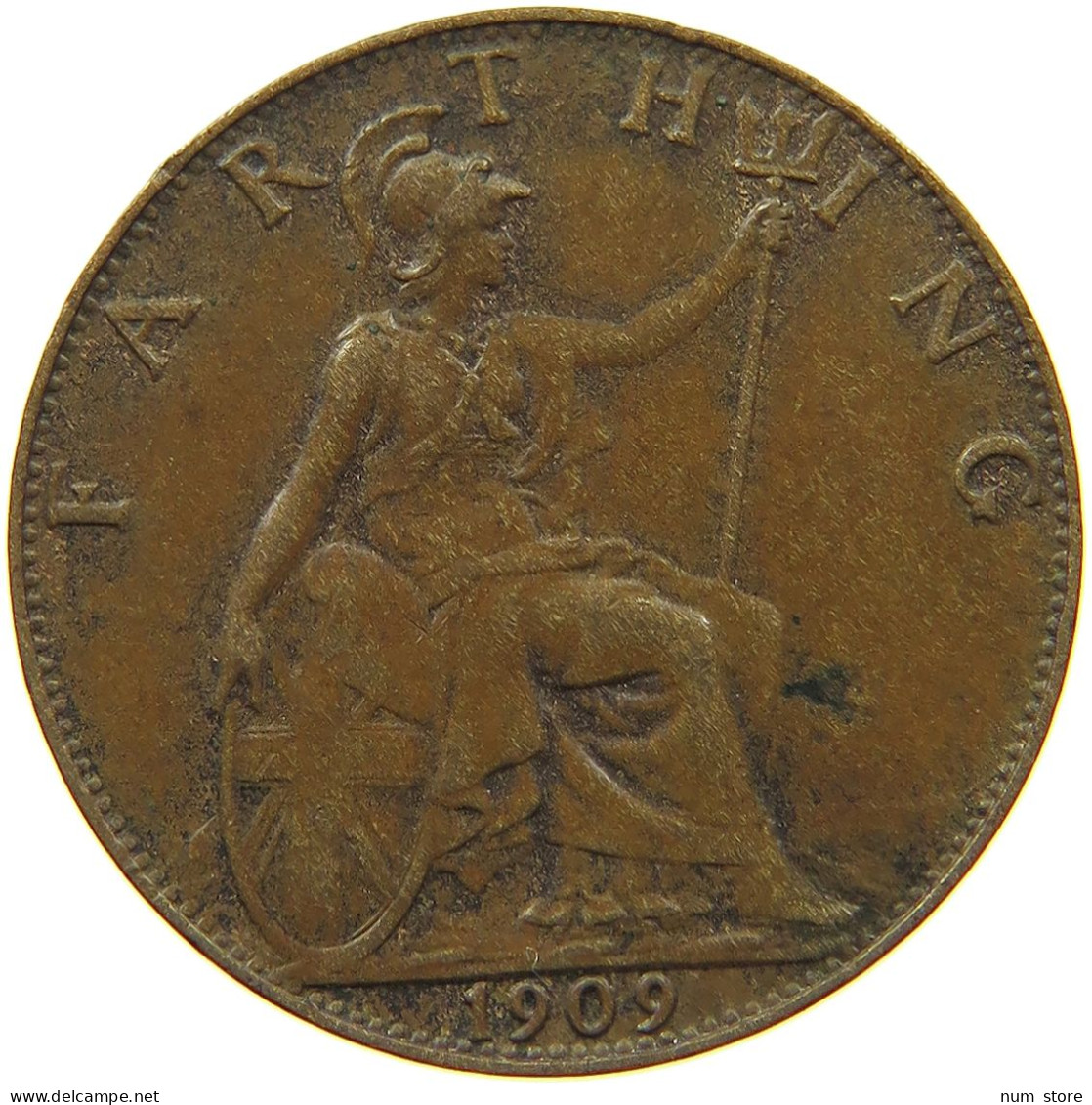 GREAT BRITAIN FARTHING 1909 Edward VII., 1901 - 1910 #t152 0169 - B. 1 Farthing