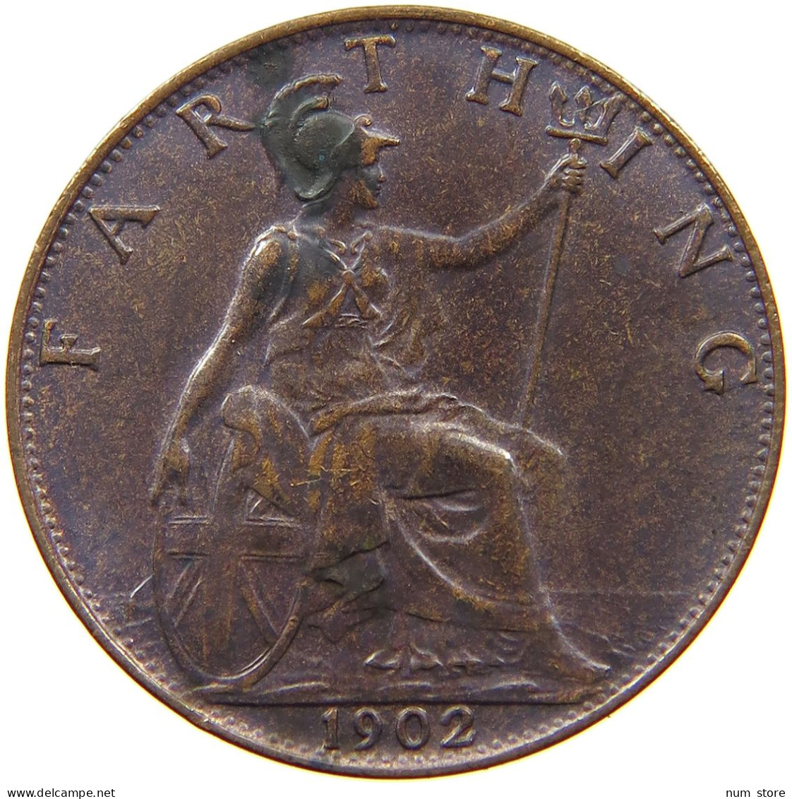 GREAT BRITAIN FARTHING 1902 Edward VII., 1901 - 1910 #s054 0695 - B. 1 Farthing