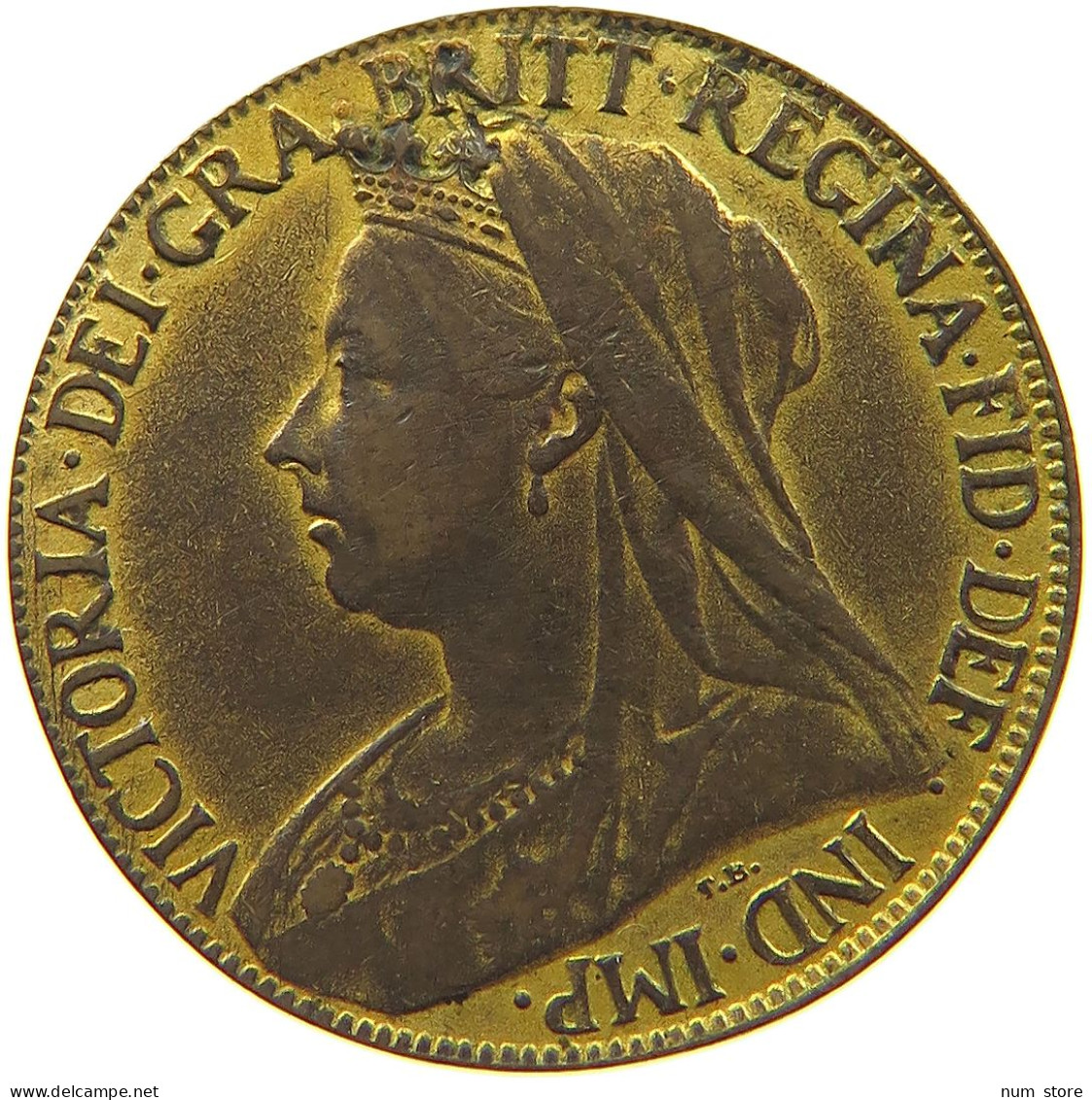 GREAT BRITAIN FARTHING 1901 Victoria 1837-1901 GOLD PLATED #c083 0391 - B. 1 Farthing