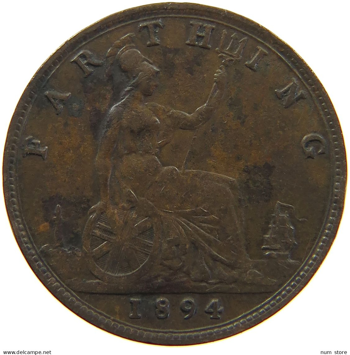 GREAT BRITAIN FARTHING 1894 Victoria 1837-1901 #s010 0153 - B. 1 Farthing