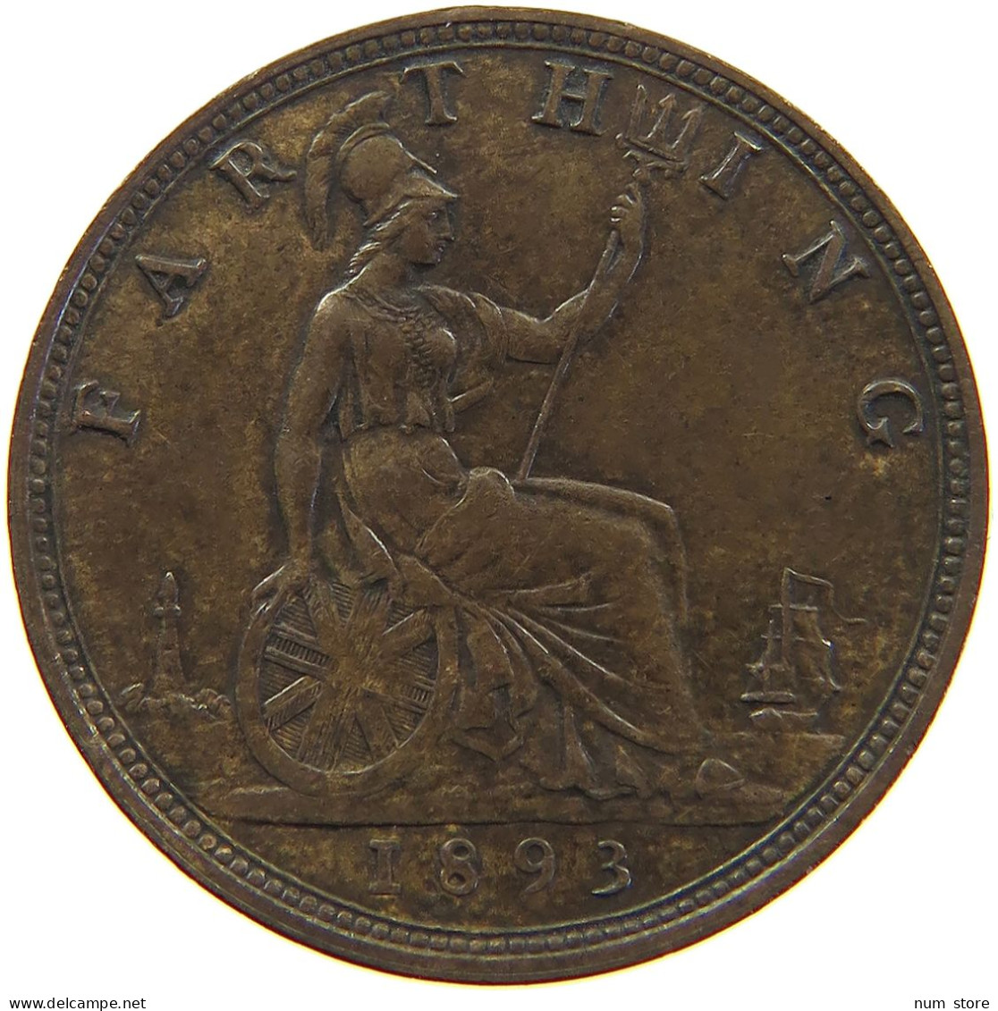 GREAT BRITAIN FARTHING 1893 Victoria 1837-1901 #s010 0119 - B. 1 Farthing