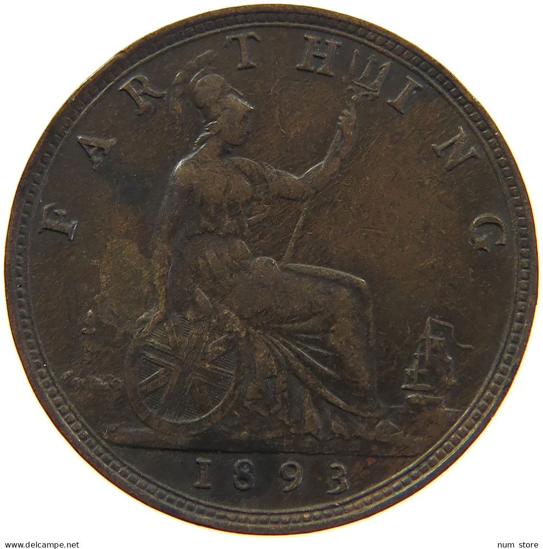 GREAT BRITAIN FARTHING 1893 Victoria 1837-1901 #c063 0303 - B. 1 Farthing