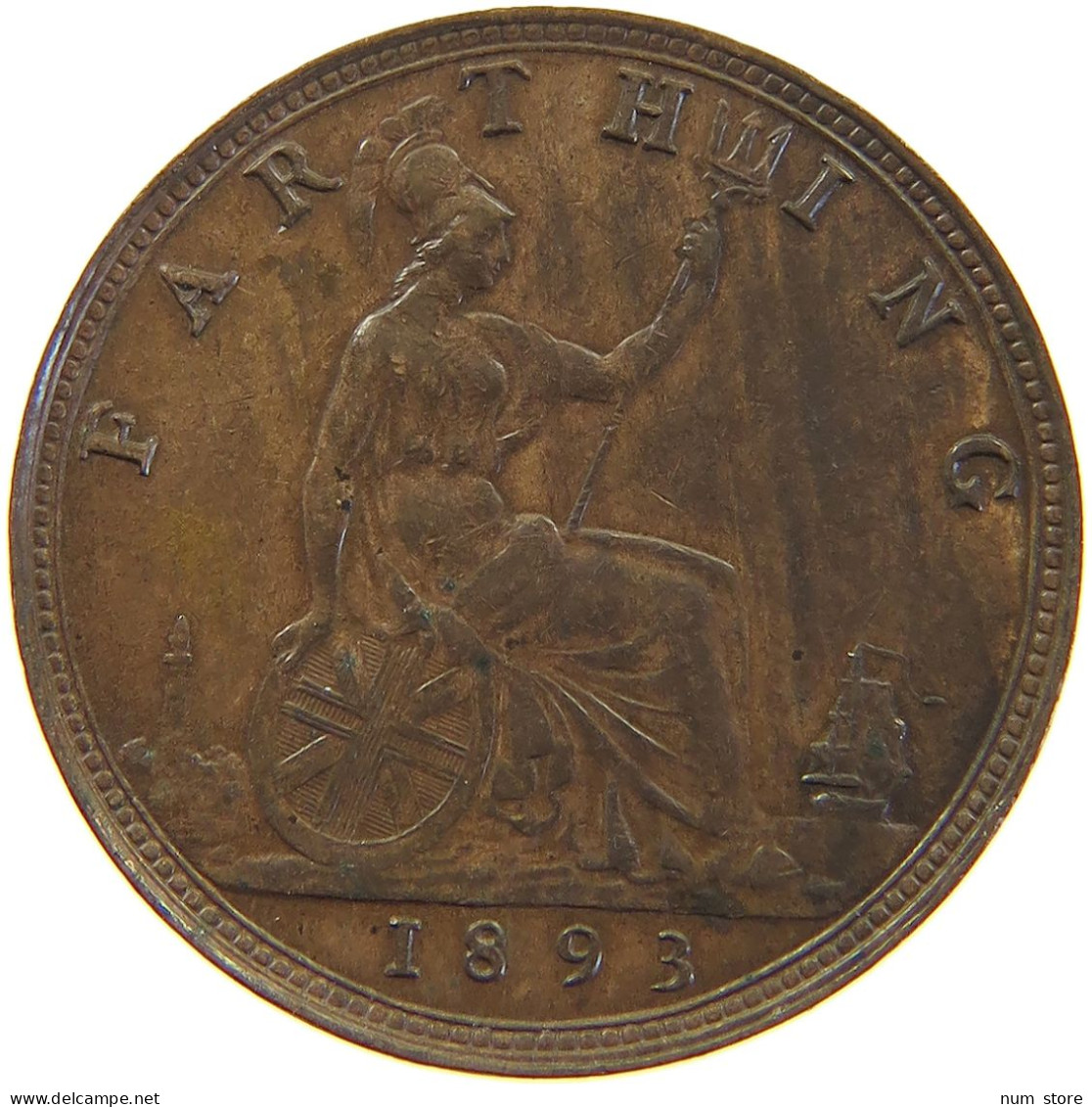 GREAT BRITAIN FARTHING 1893 Victoria 1837-1901 #c050 0303 - B. 1 Farthing