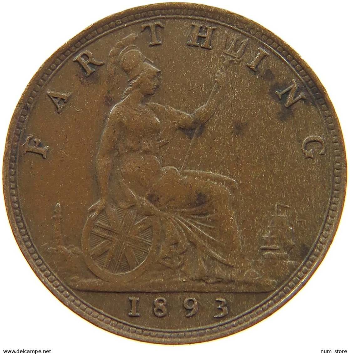 GREAT BRITAIN FARTHING 1893 Victoria 1837-1901 #a011 0795 - B. 1 Farthing