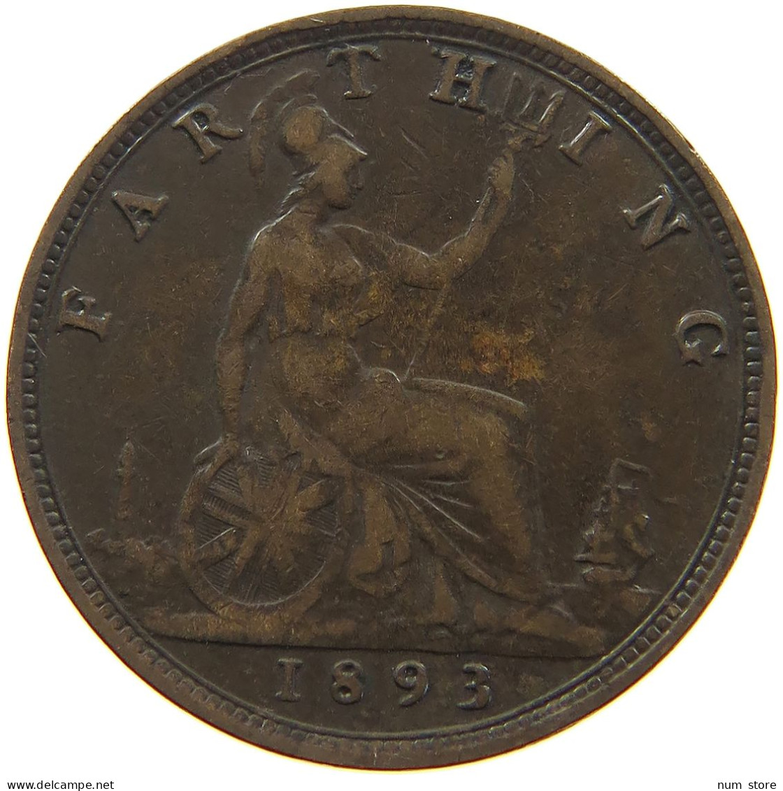 GREAT BRITAIN FARTHING 1893 Victoria 1837-1901 #a011 0789 - B. 1 Farthing