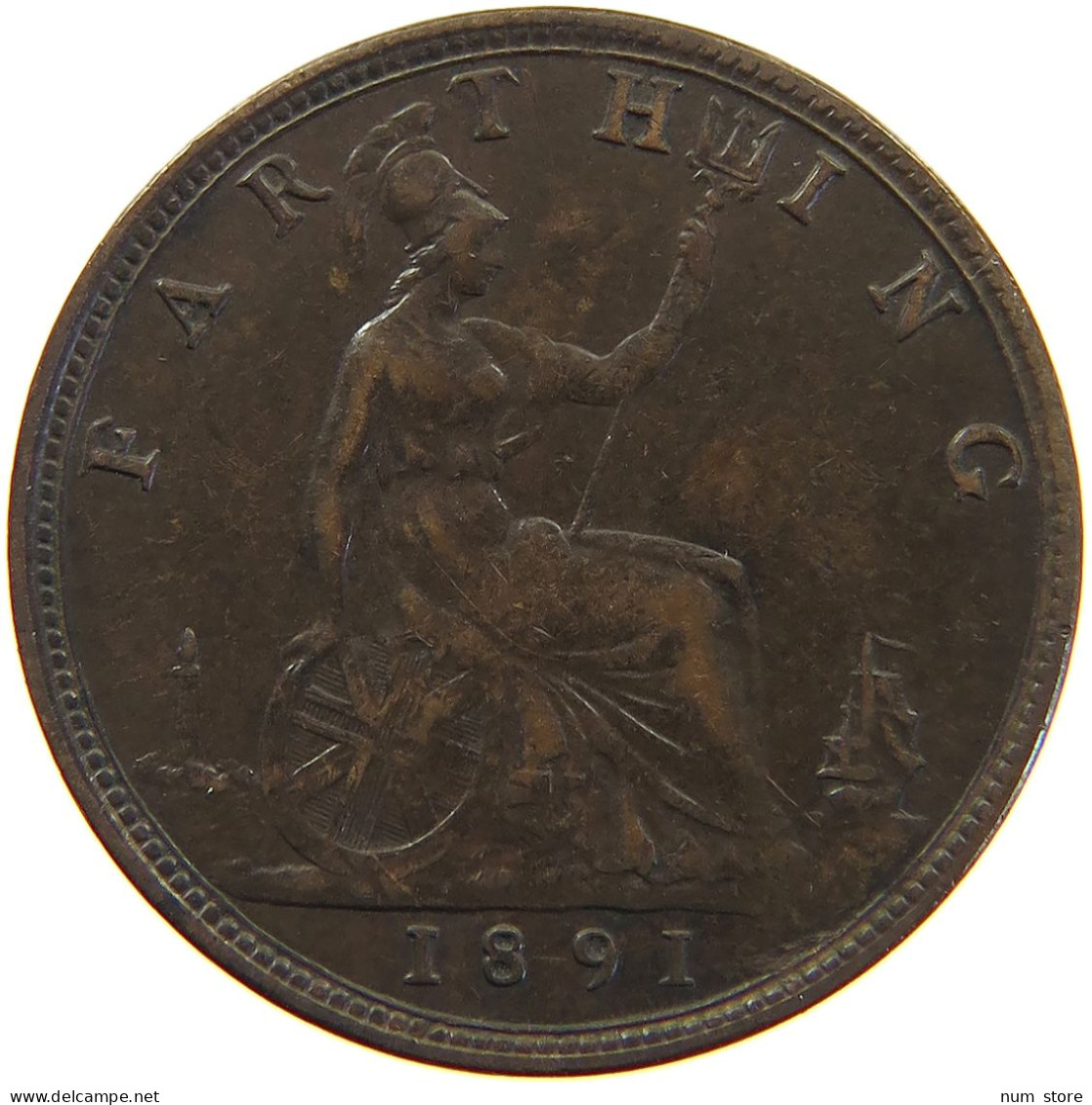 GREAT BRITAIN FARTHING 1891 Victoria 1837-1901 #s010 0133 - B. 1 Farthing