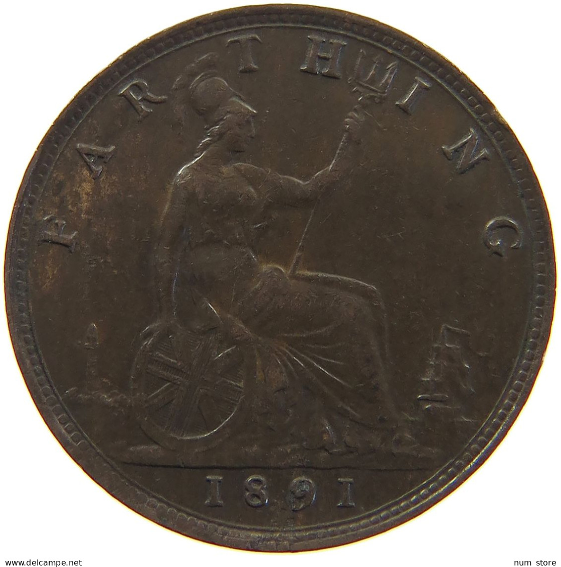 GREAT BRITAIN FARTHING 1891 Victoria 1837-1901 #c064 0103 - B. 1 Farthing