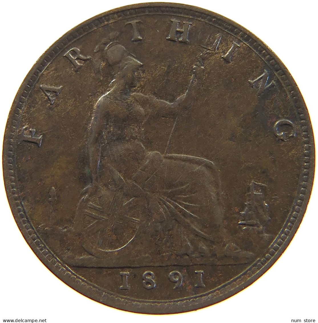 GREAT BRITAIN FARTHING 1891 Victoria 1837-1901 #c050 0361 - B. 1 Farthing