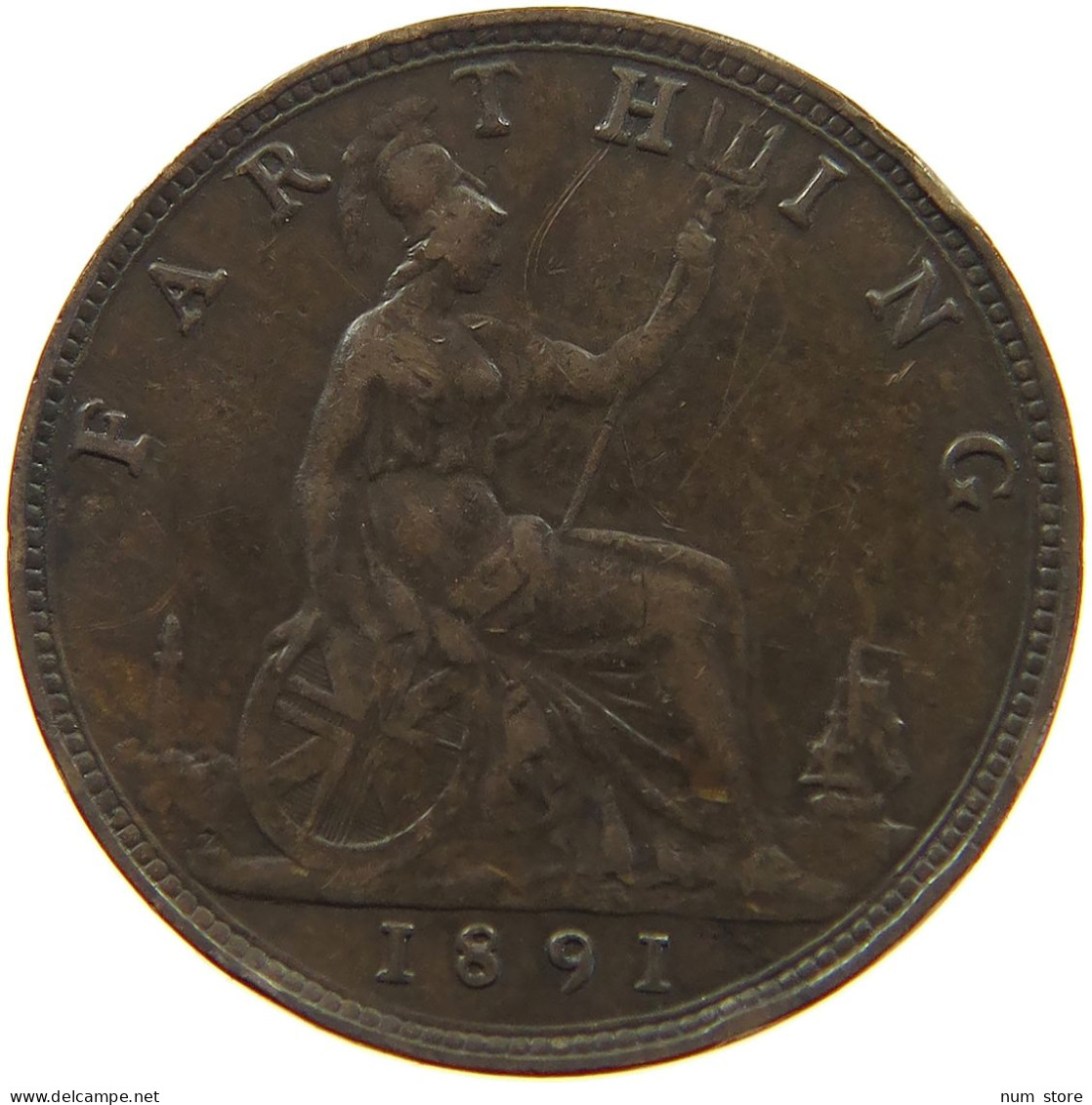 GREAT BRITAIN FARTHING 1891 Victoria 1837-1901 #a011 0829 - B. 1 Farthing