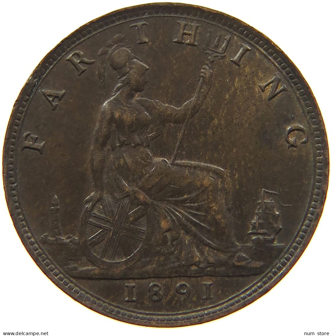 GREAT BRITAIN FARTHING 1891 Victoria 1837-1901 #c082 0171 - B. 1 Farthing