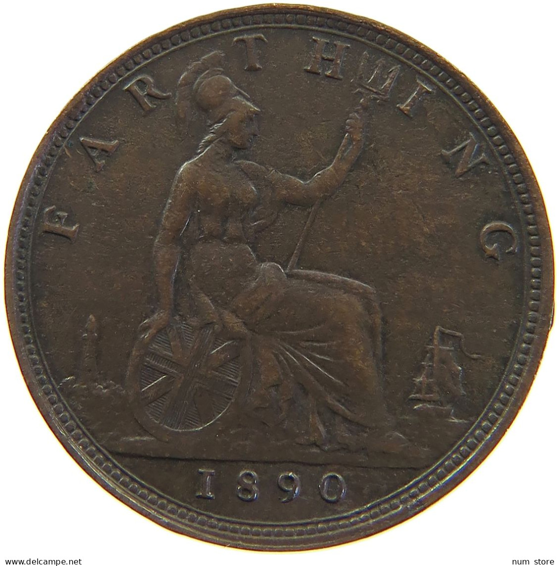 GREAT BRITAIN FARTHING 1890 Victoria 1837-1901 #c063 0097 - B. 1 Farthing