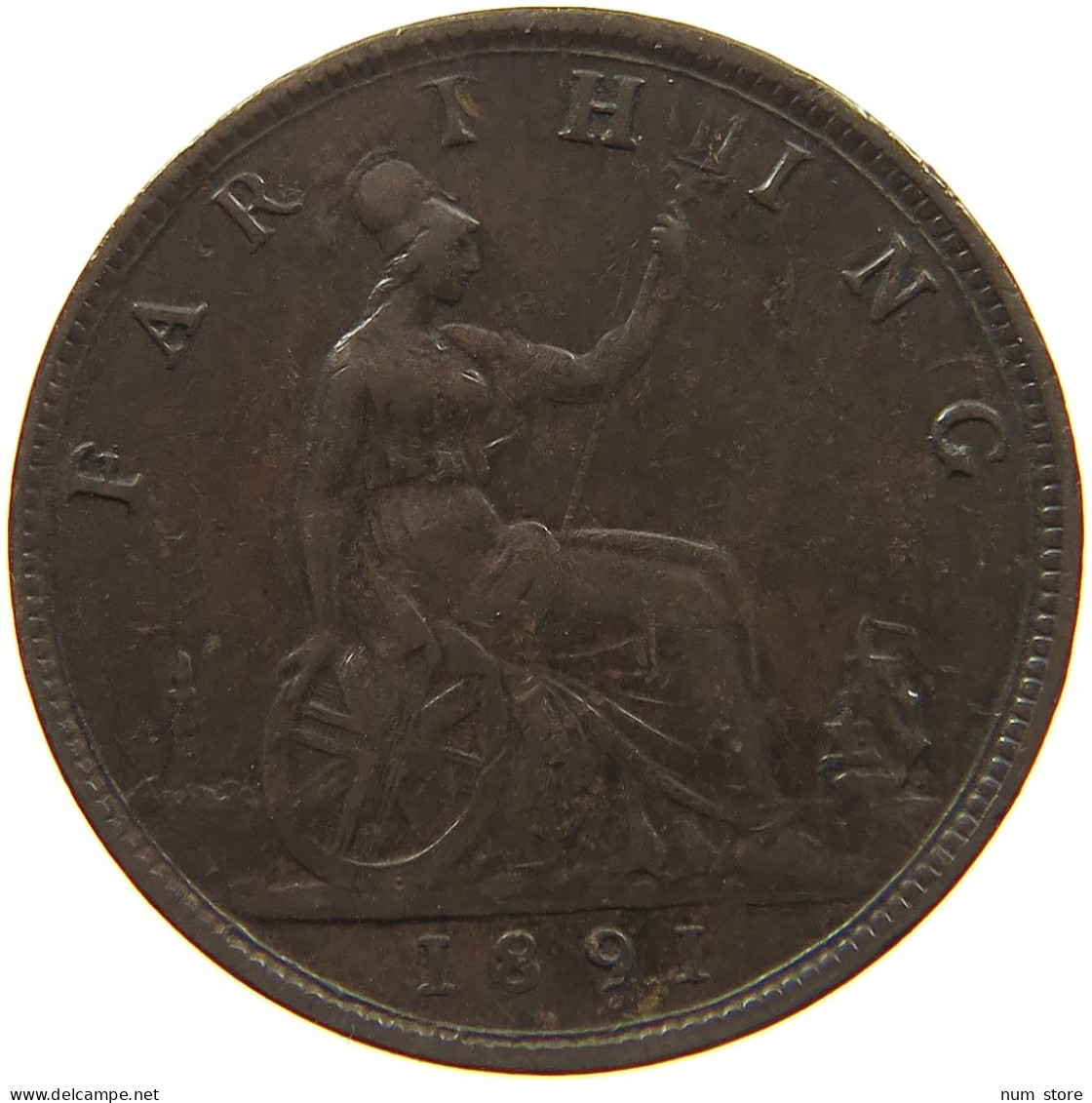 GREAT BRITAIN FARTHING 1891 Victoria 1837-1901 #c019 0261 - B. 1 Farthing