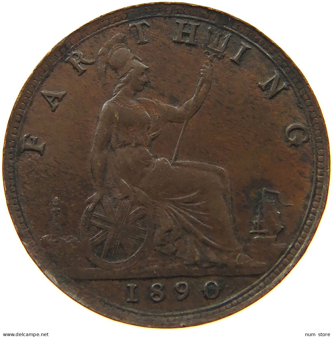 GREAT BRITAIN FARTHING 1890 Victoria 1837-1901 #s080 0185 - B. 1 Farthing