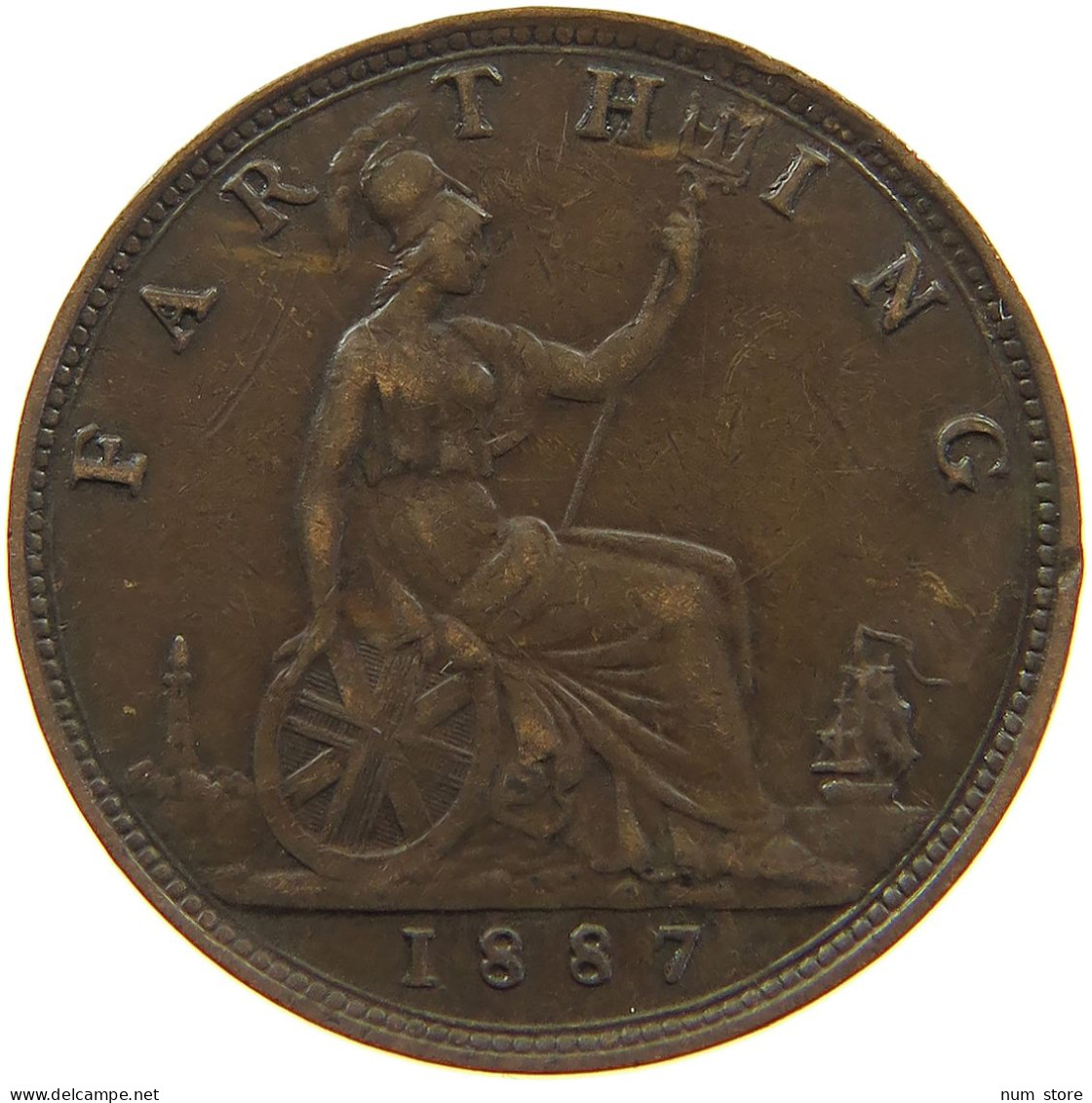 GREAT BRITAIN FARTHING 1887 Victoria 1837-1901 #a011 0845 - B. 1 Farthing