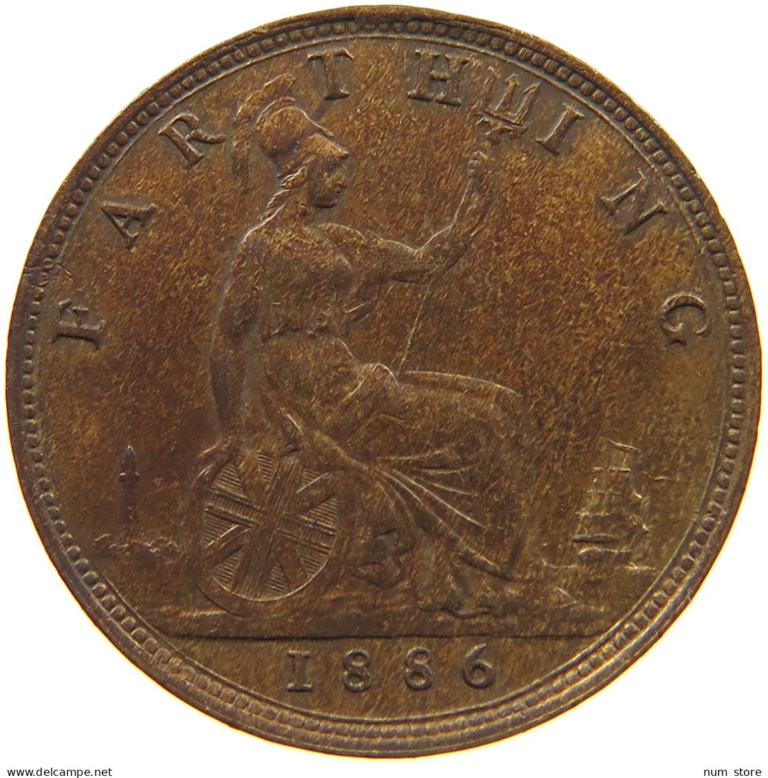 GREAT BRITAIN FARTHING 1886 Victoria 1837-1901 #c022 0225 - B. 1 Farthing