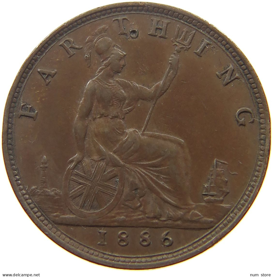 GREAT BRITAIN FARTHING 1886 Victoria 1837-1901 #s052 0013 - B. 1 Farthing