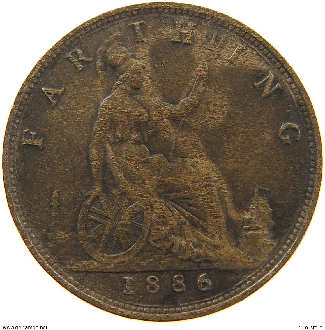 GREAT BRITAIN FARTHING 1886 Victoria 1837-1901 #s010 0141 - B. 1 Farthing