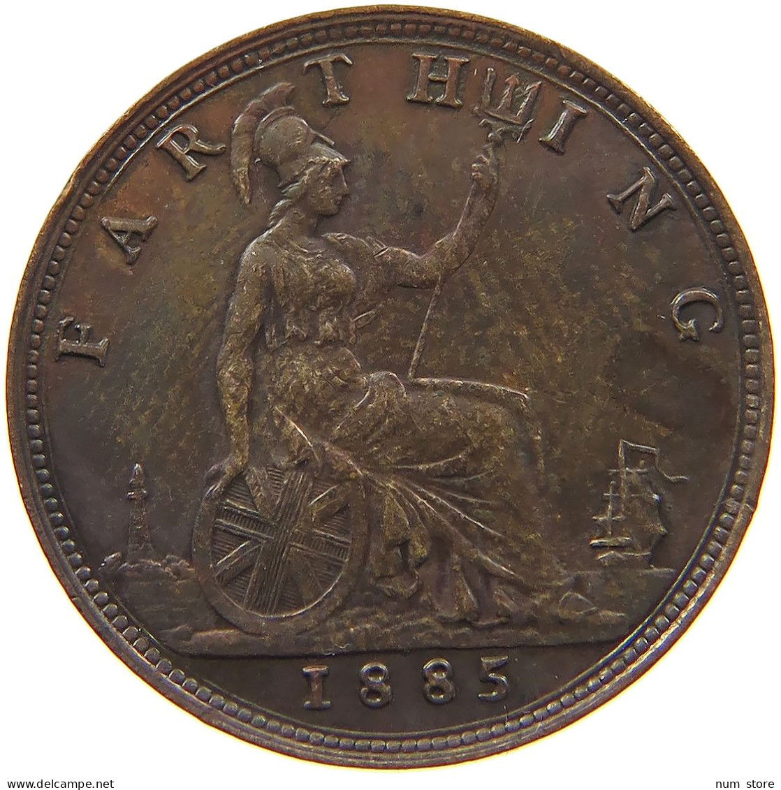 GREAT BRITAIN FARTHING 1885 Victoria 1837-1901 #s080 0197 - B. 1 Farthing