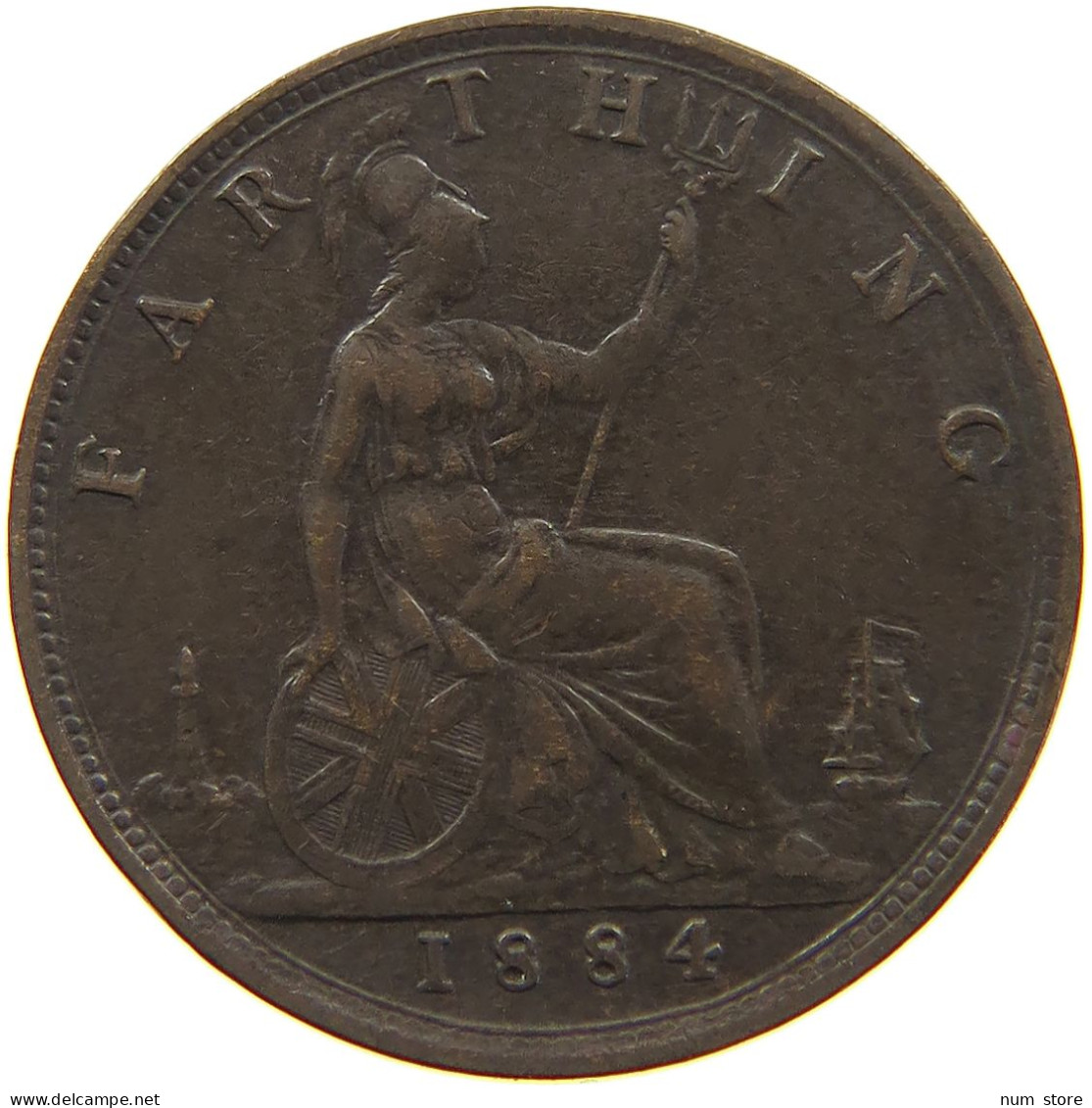 GREAT BRITAIN FARTHING 1884 Victoria 1837-1901 #t158 0135 - B. 1 Farthing