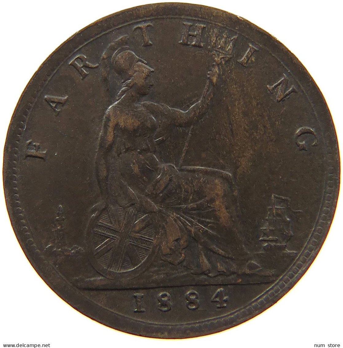 GREAT BRITAIN FARTHING 1884 Victoria 1837-1901 #c064 0429 - B. 1 Farthing