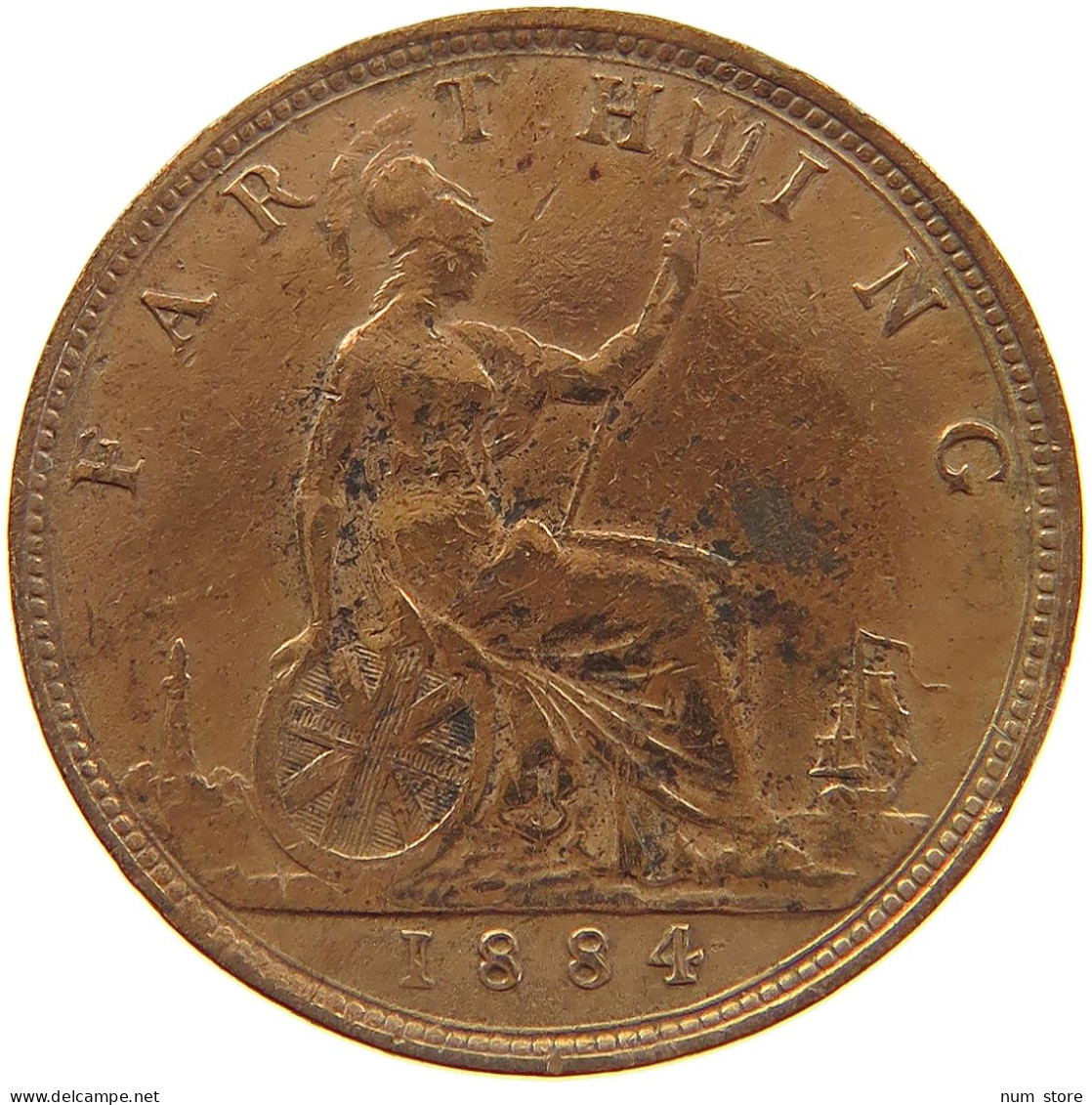 GREAT BRITAIN FARTHING 1884 Victoria 1837-1901 #a011 0857 - B. 1 Farthing