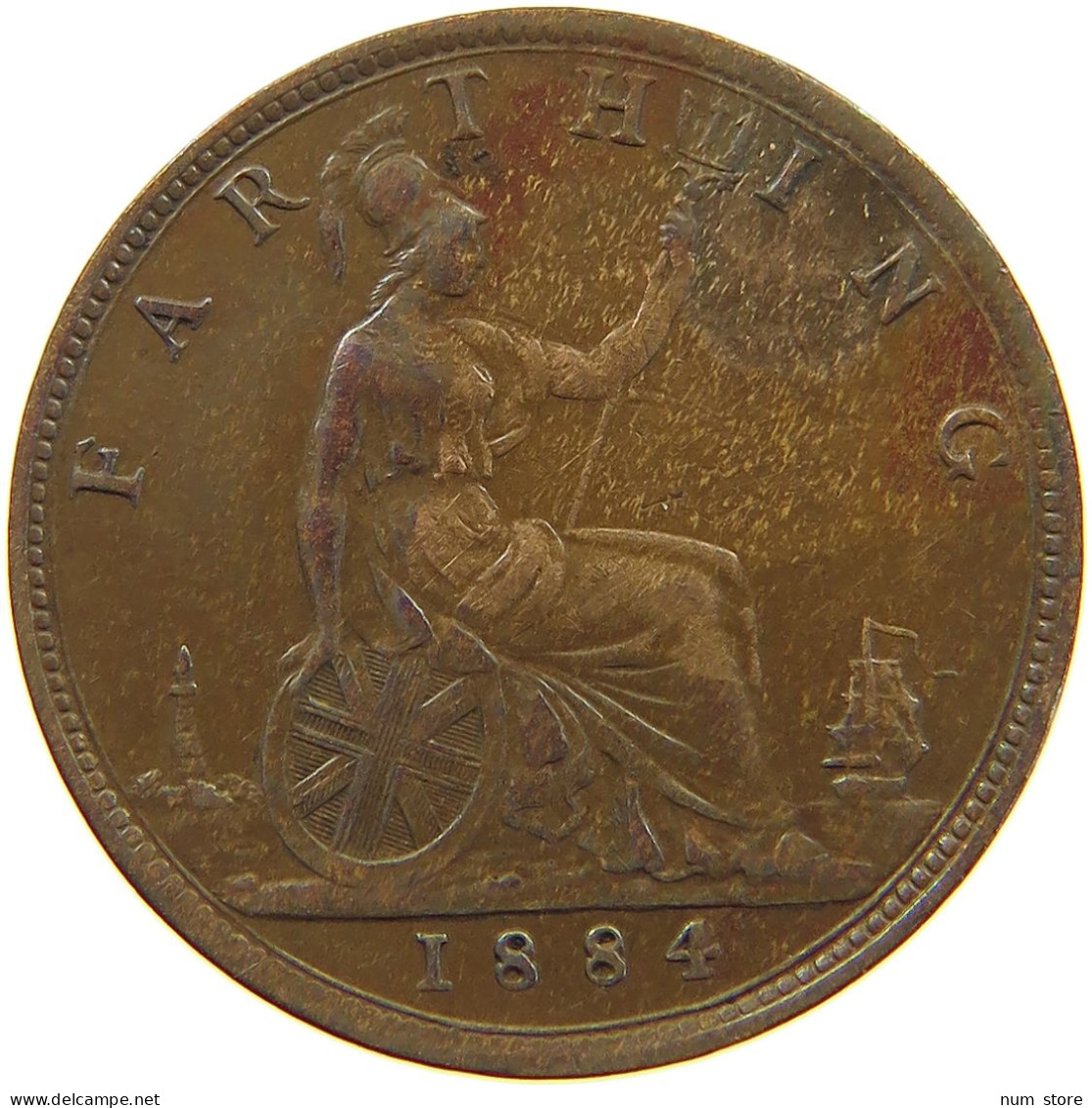 GREAT BRITAIN FARTHING 1884 Victoria 1837-1901 #a075 0553 - B. 1 Farthing