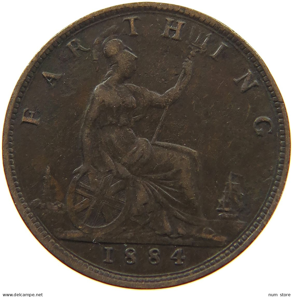 GREAT BRITAIN FARTHING 1884 Victoria 1837-1901 #a011 0793 - B. 1 Farthing