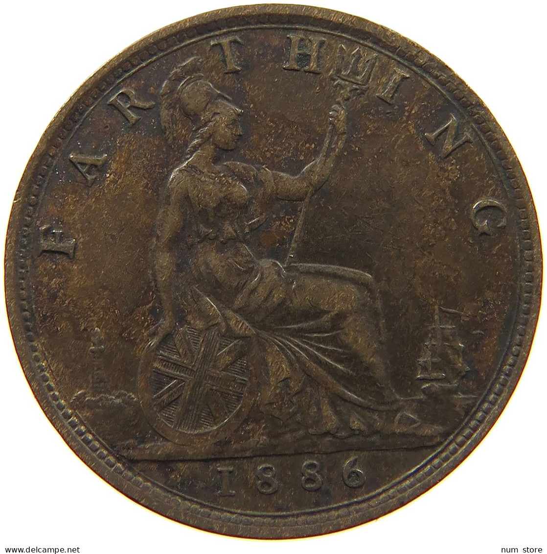 GREAT BRITAIN FARTHING 1886 Victoria 1837-1901 #c081 0333 - B. 1 Farthing