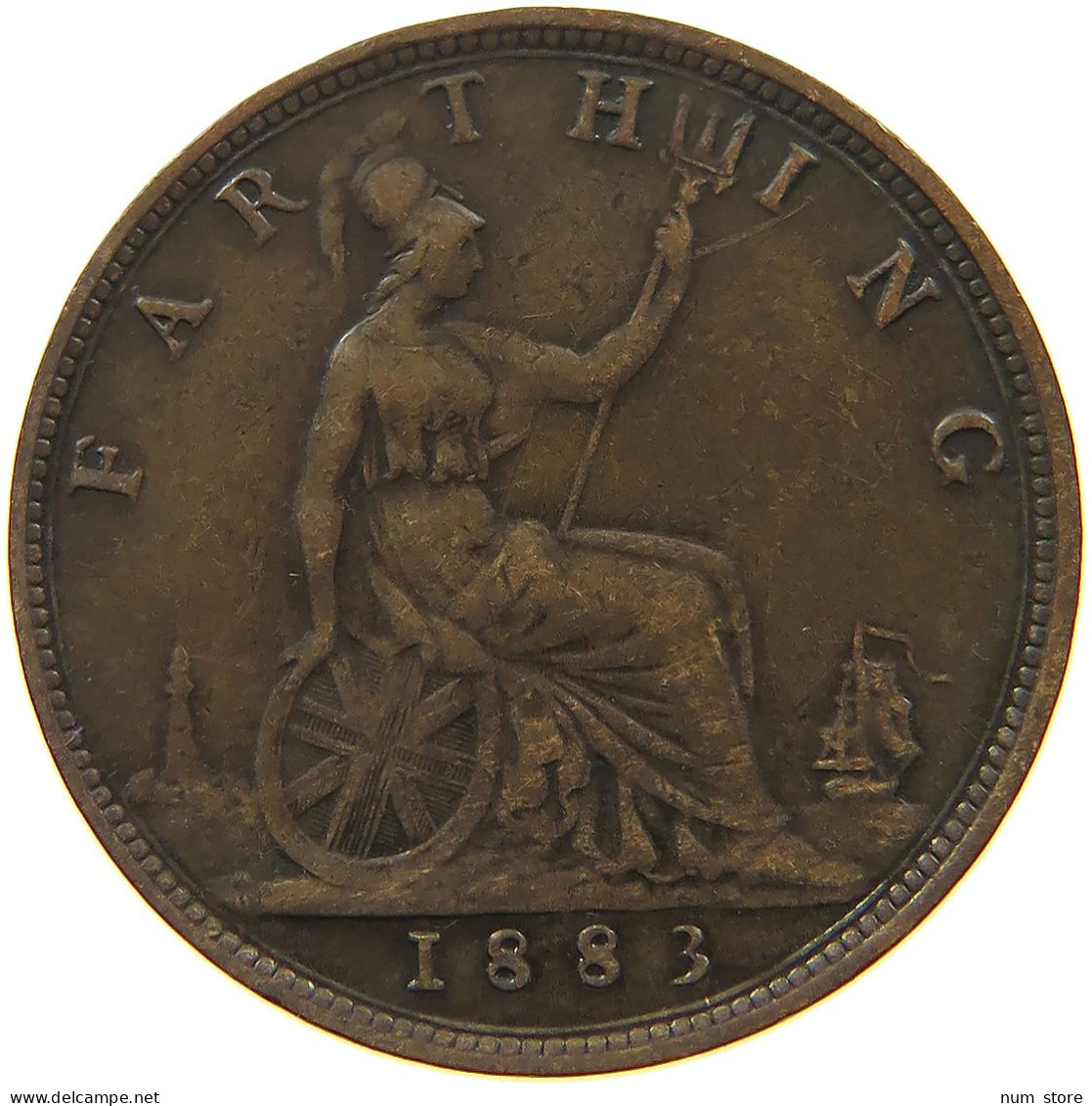 GREAT BRITAIN FARTHING 1883 Victoria 1837-1901 #s080 0191 - B. 1 Farthing