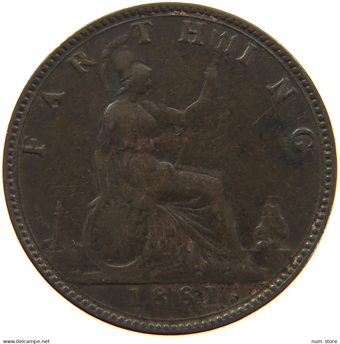 GREAT BRITAIN FARTHING 1881 Victoria 1837-1901 #s010 0039 - B. 1 Farthing