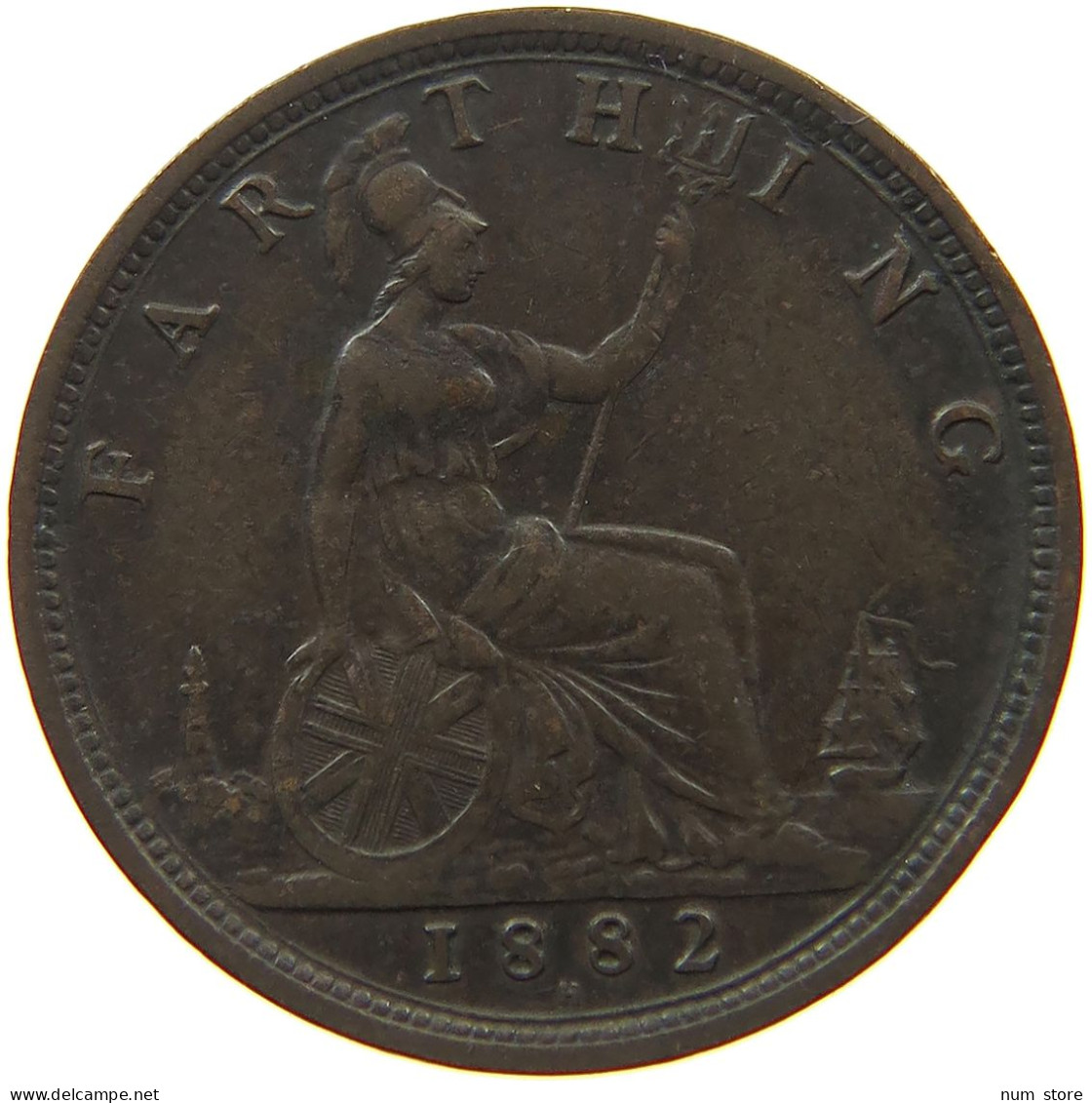 GREAT BRITAIN FARTHING 1882 H Victoria 1837-1901 #t149 0267 - B. 1 Farthing