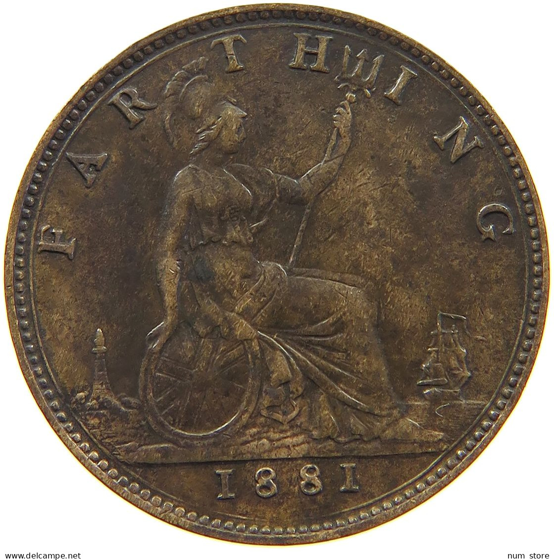 GREAT BRITAIN FARTHING 1881 Victoria 1837-1901 #a058 0123 - B. 1 Farthing