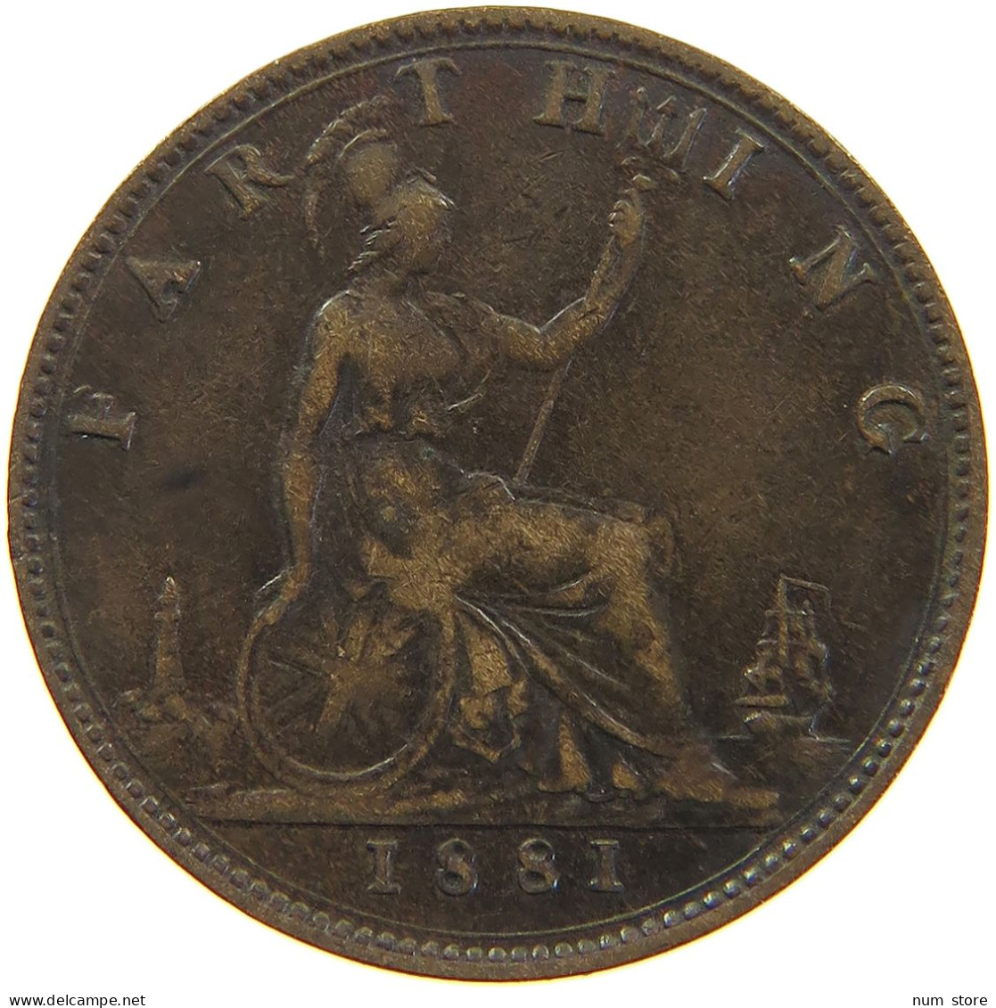 GREAT BRITAIN FARTHING 1881 Victoria 1837-1901 #c063 0117 - B. 1 Farthing