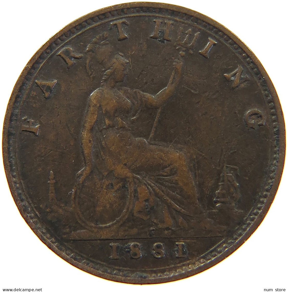 GREAT BRITAIN FARTHING 1881 Victoria 1837-1901 #c064 0093 - B. 1 Farthing