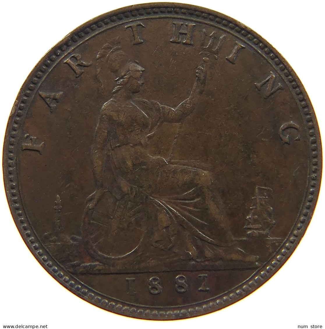 GREAT BRITAIN FARTHING 1881 Victoria 1837-1901 #c034 0093 - B. 1 Farthing