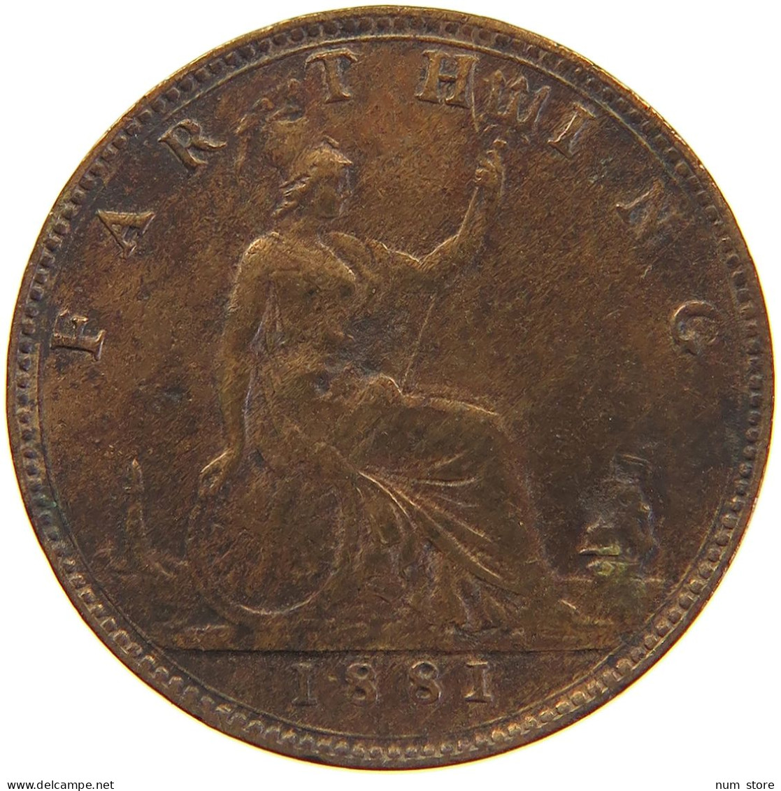 GREAT BRITAIN FARTHING 1881 Victoria 1837-1901 #c050 0357 - B. 1 Farthing