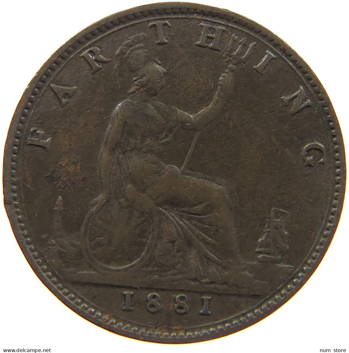 GREAT BRITAIN FARTHING 1881 Victoria 1837-1901 #a011 0777 - B. 1 Farthing