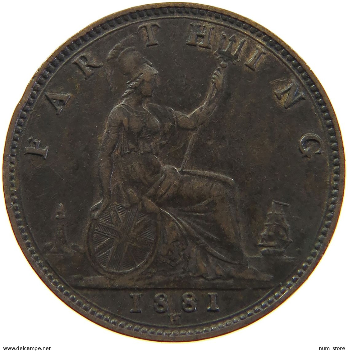 GREAT BRITAIN FARTHING 1881 H Victoria 1837-1901 #c063 0089 - B. 1 Farthing