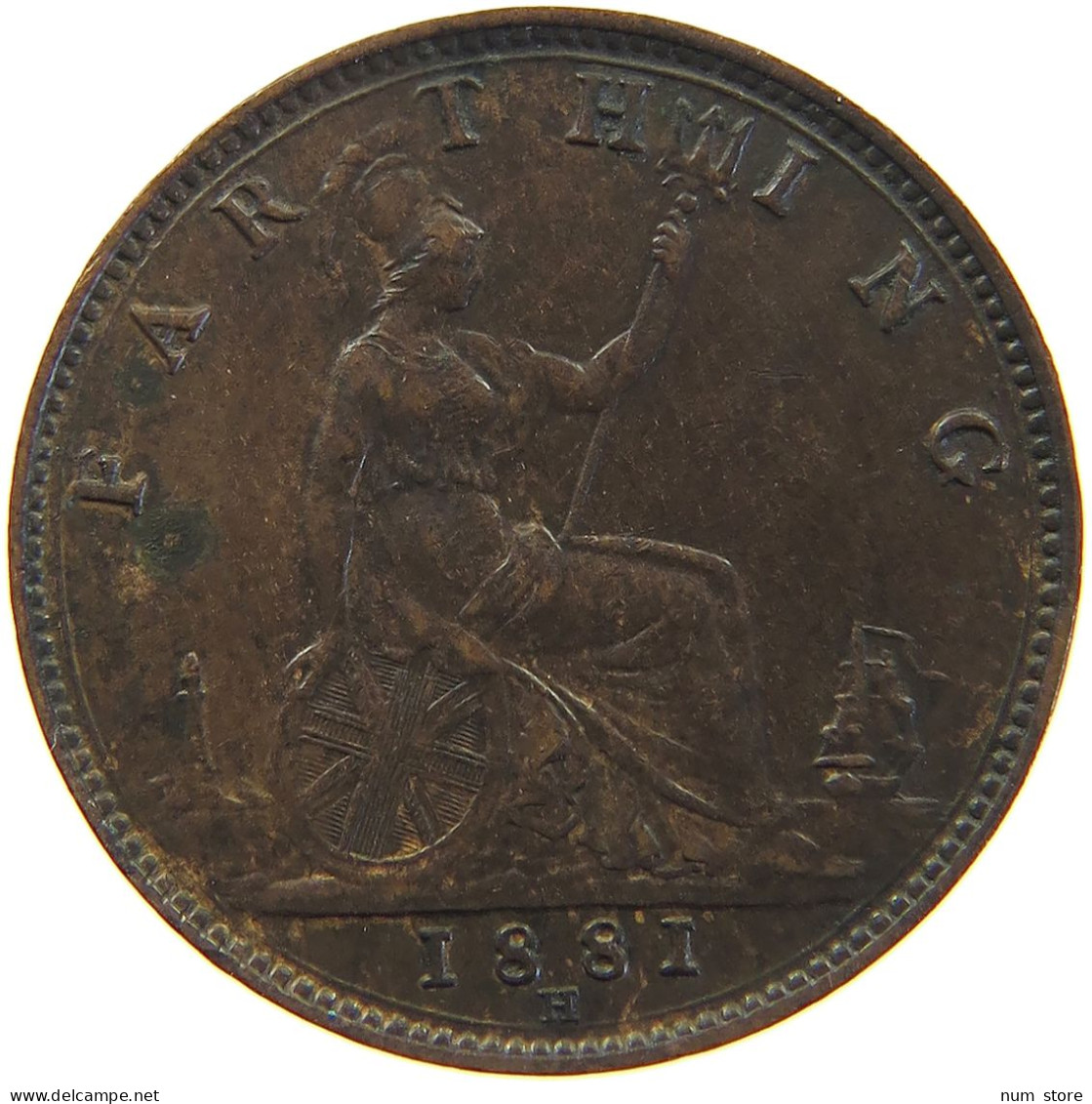 GREAT BRITAIN FARTHING 1881 H Victoria 1837-1901 #c050 0305 - B. 1 Farthing