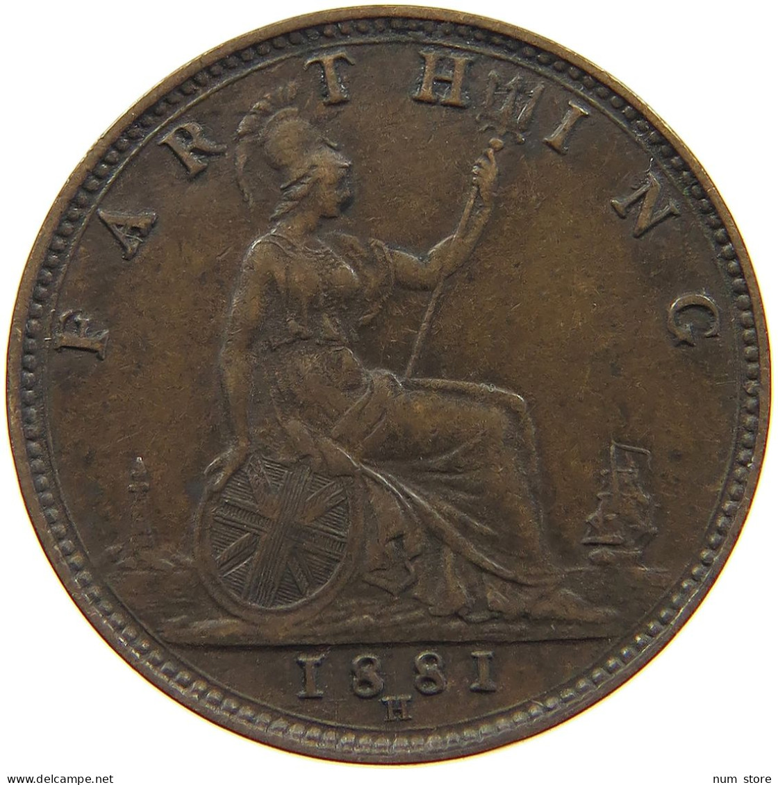 GREAT BRITAIN FARTHING 1881 H Victoria 1837-1901 #a011 0819 - B. 1 Farthing