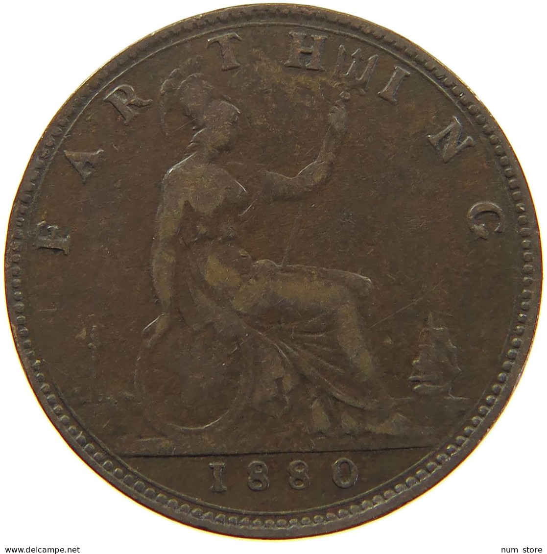 GREAT BRITAIN FARTHING 1880 Victoria 1837-1901 #c063 0081 - B. 1 Farthing