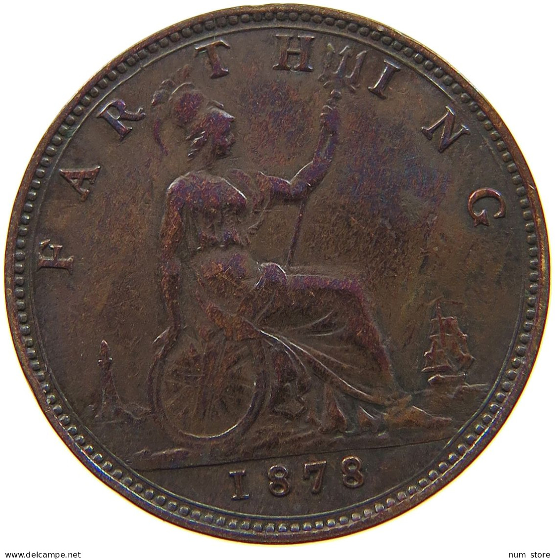 GREAT BRITAIN FARTHING 1878 Victoria 1837-1901 #t107 0179 - B. 1 Farthing